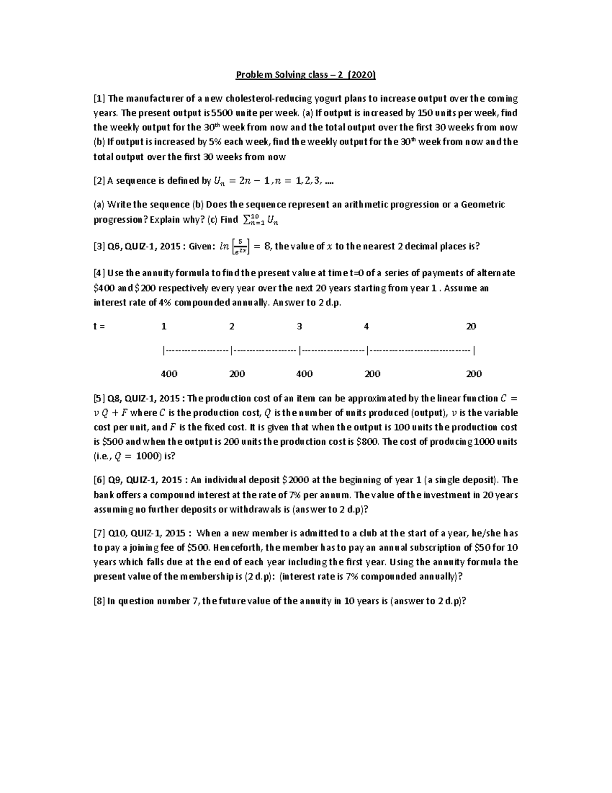 ability in problem solving class 2 question answer