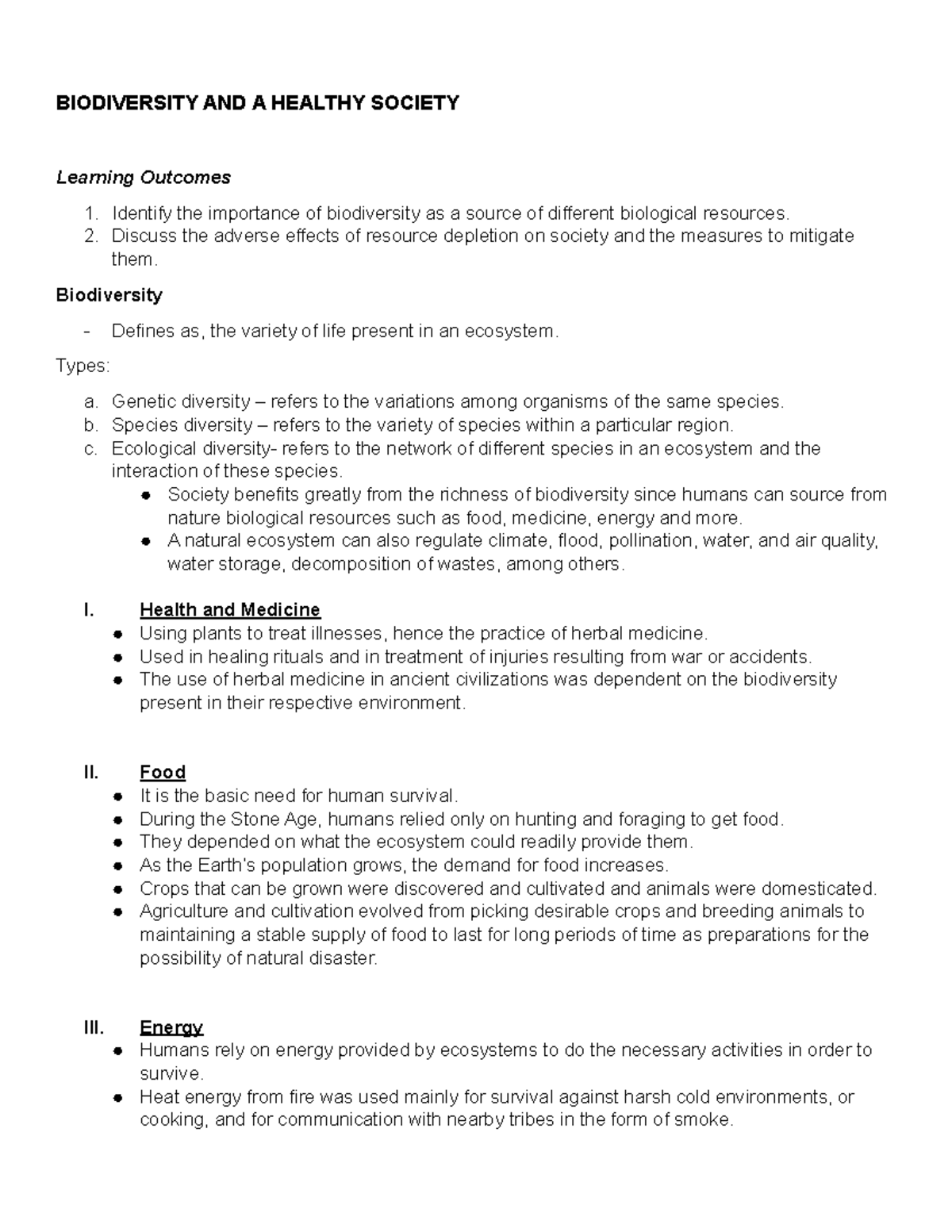 Biodiversity and a Healthy Society BIODIVERSITY AND A HEALTHY SOCIETY