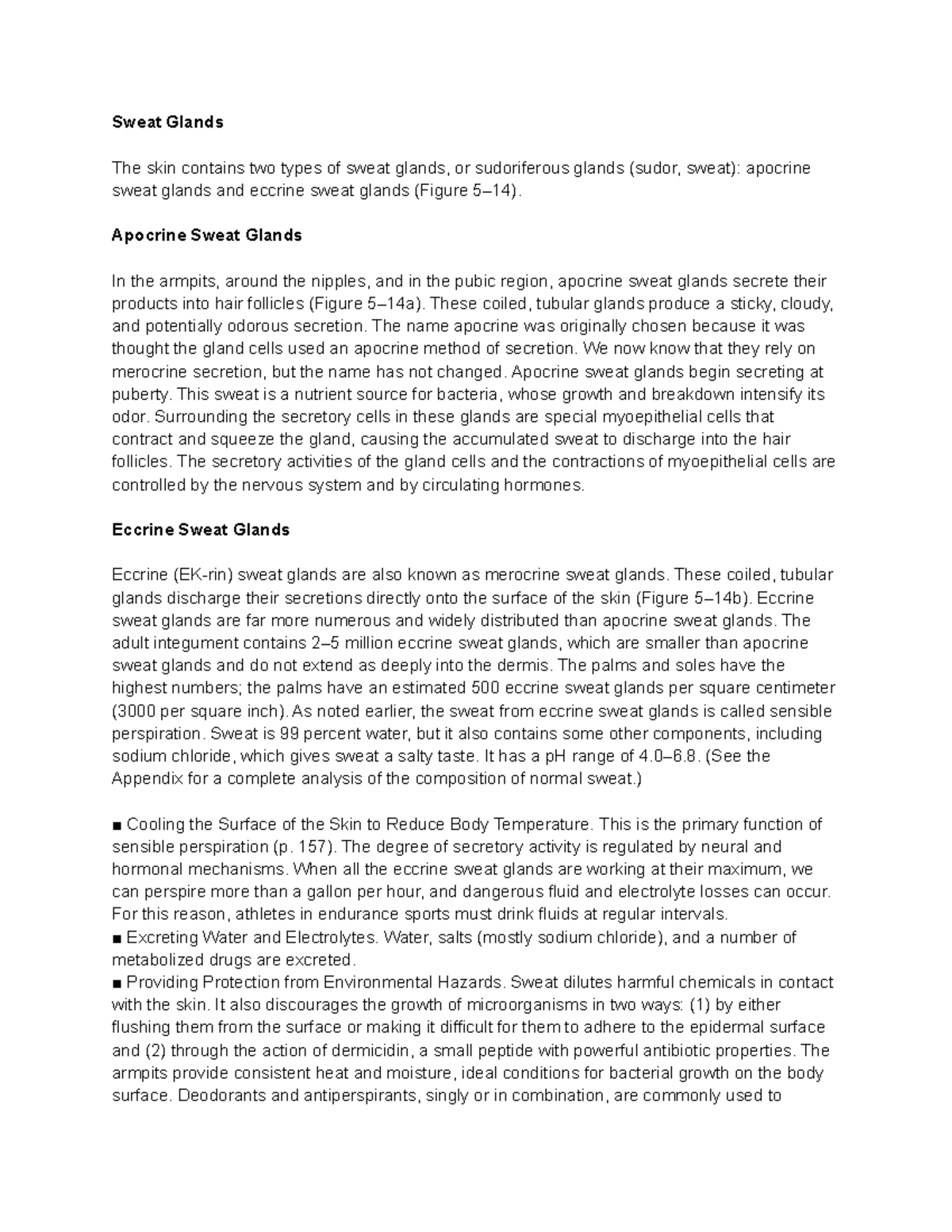 Sweat Glands Lecture notes 5 Sweat Glands The skin contains two