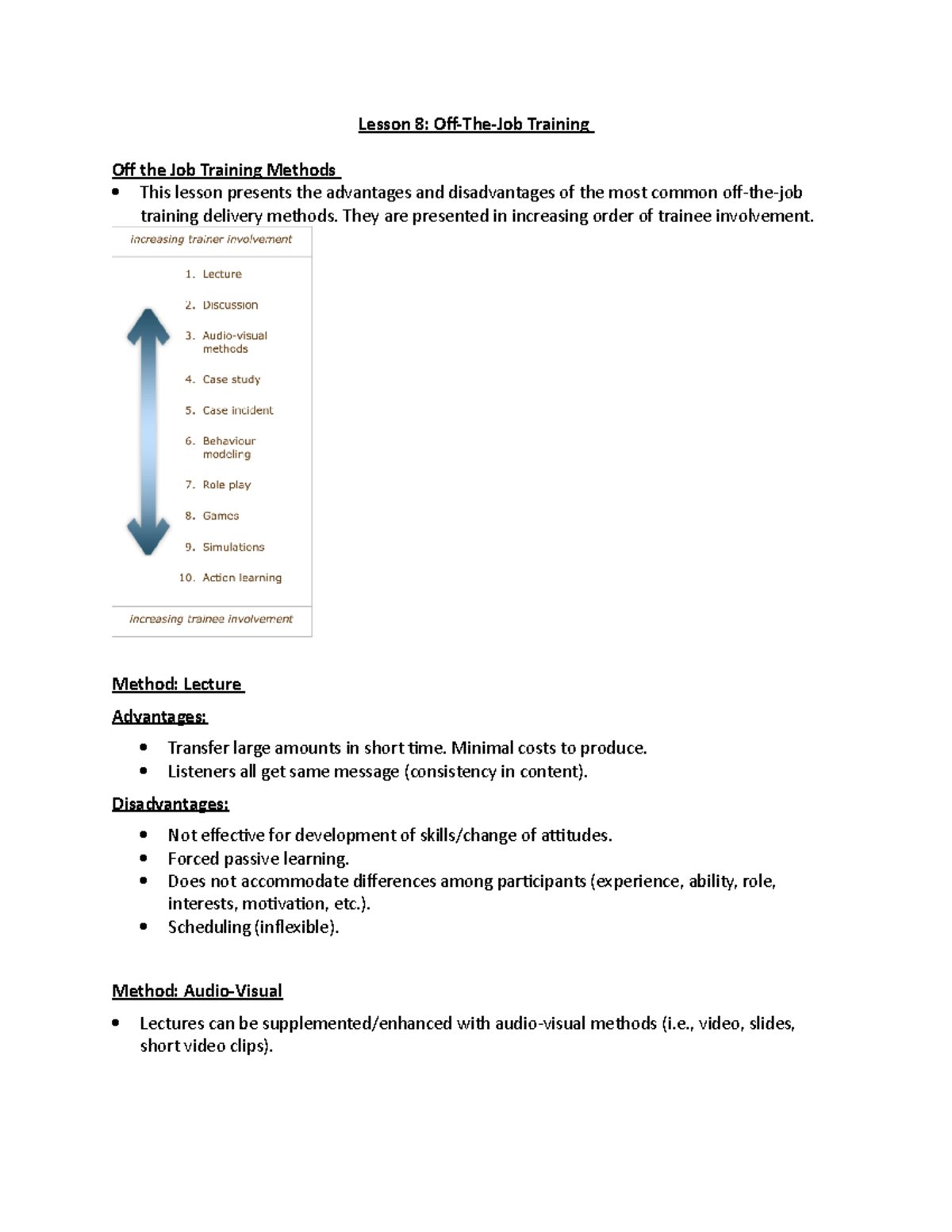 Lesson 8 notes off the job training - Lesson 8: Off-The-Job Training ...