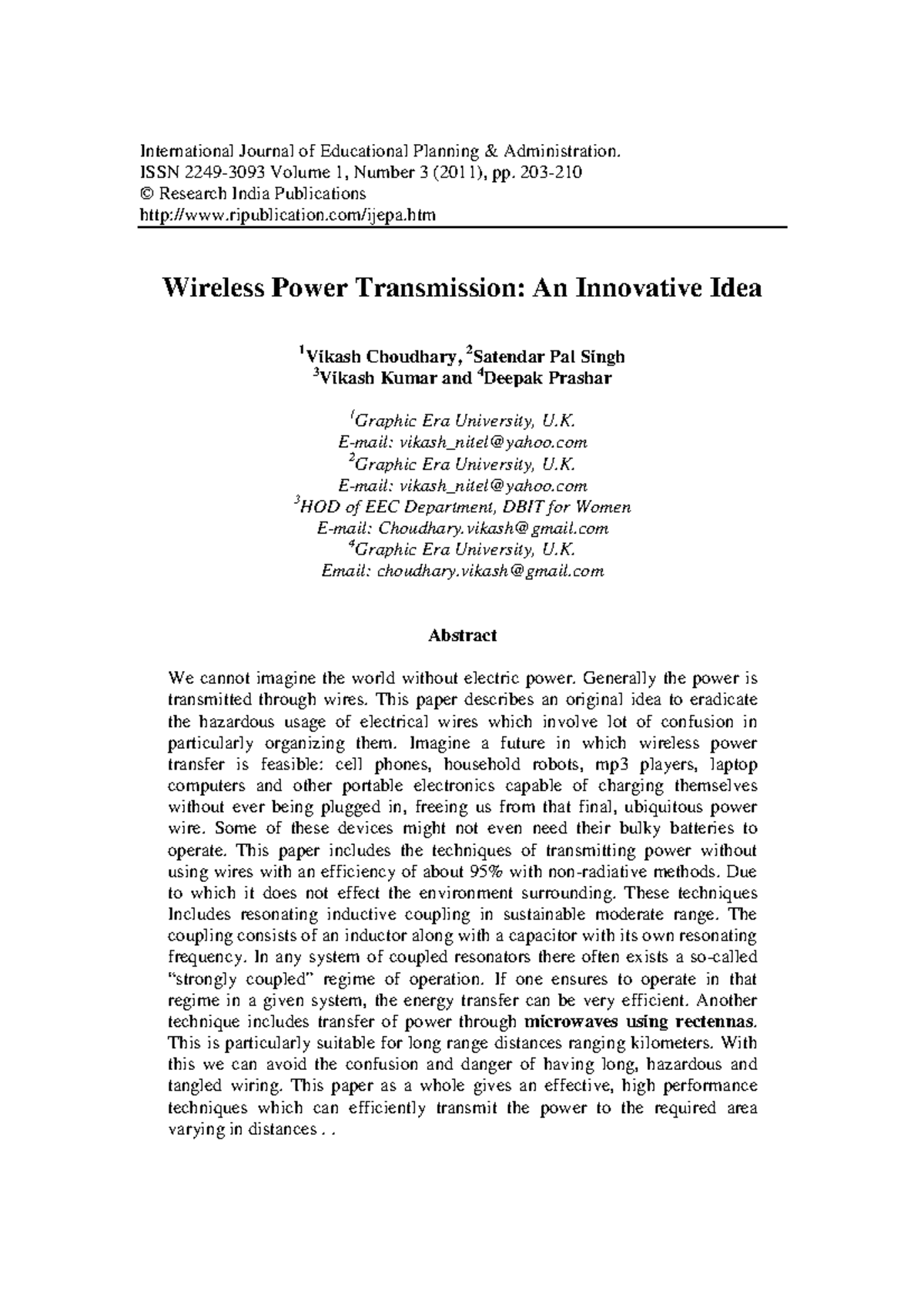 literature review of wireless power transmission