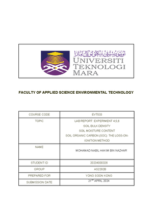 Assignment evt427 intro - ENVIRONMENTAL SCIENCE EVT 427 ASSIGNMENT ...