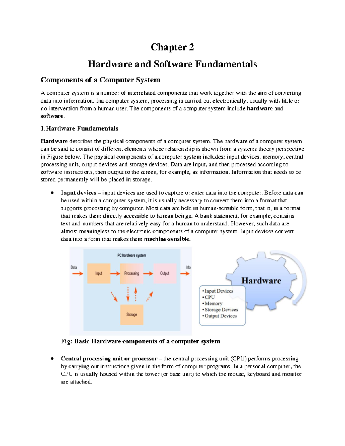 Hardware and Software Fundamentals - Chapter 2 Hardware and Software ...