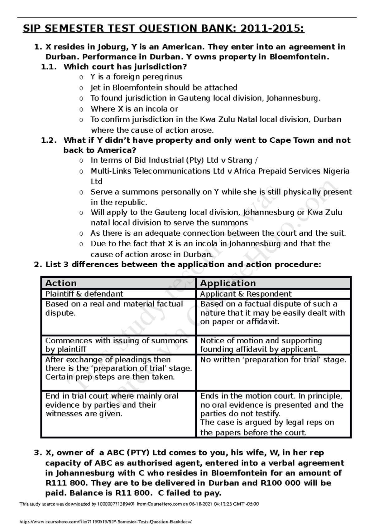 2011-2015 Question Bank Semester Test - SIP 400 - UP - Studocu