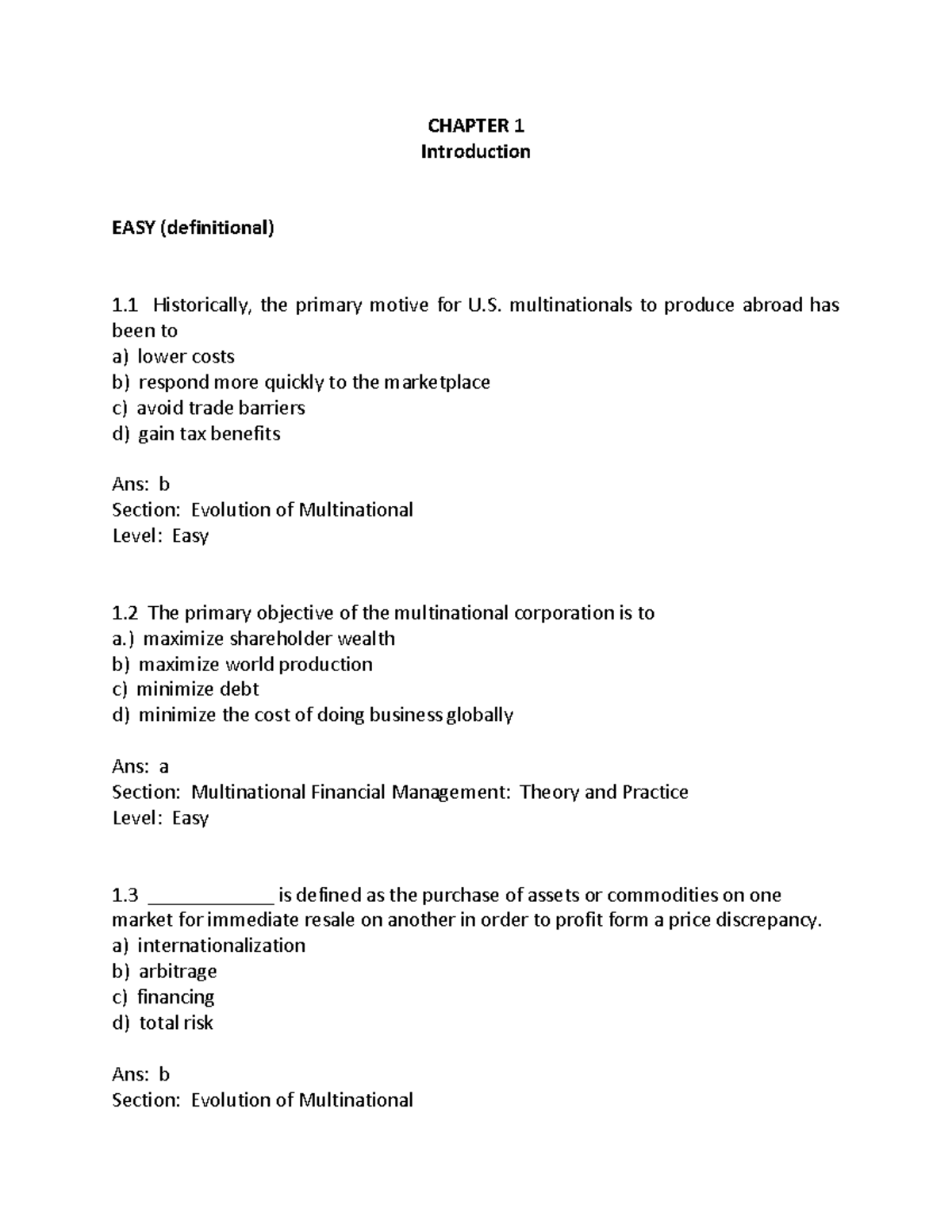 Practice answers - CHAPTER 1 Introduction EASY (definitional) 1 ...