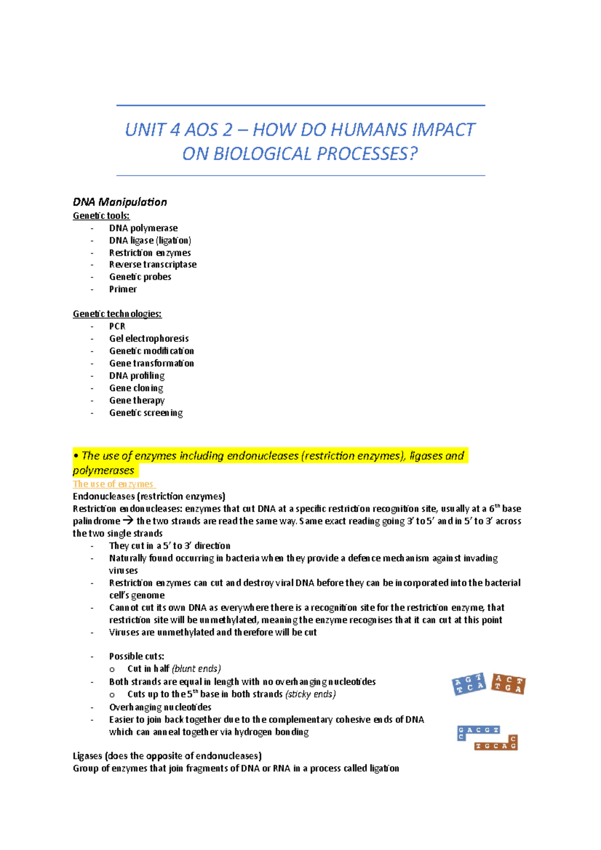 UNIT 4 AOS 2 Biology - UNIT 4 AOS 2 – HOW DO HUMANS IMPACT ON ...