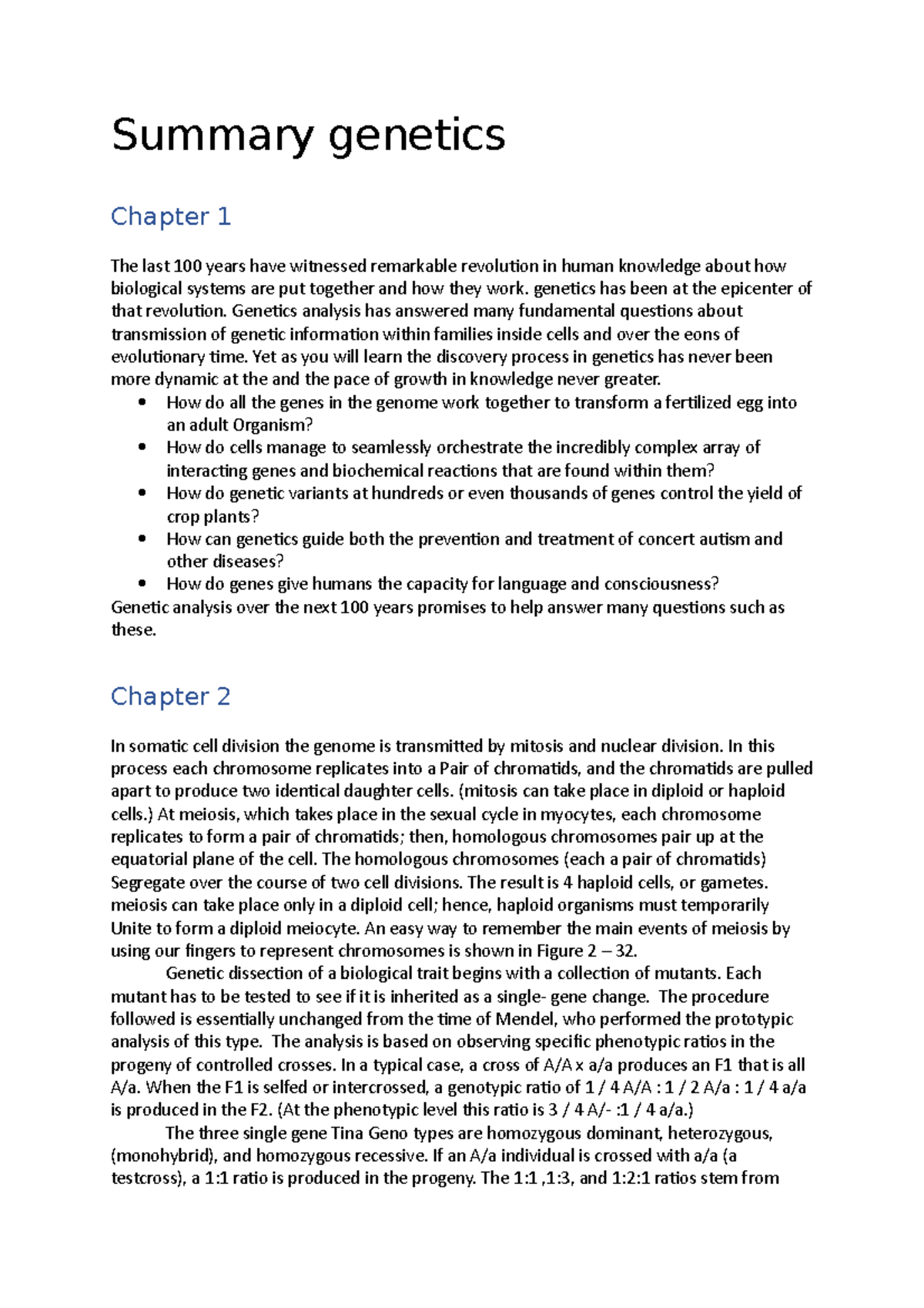 genetics essay summary