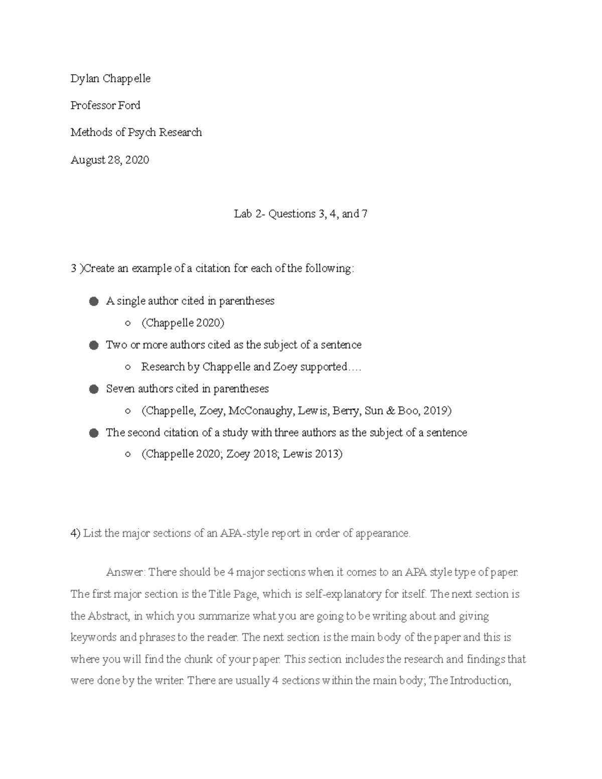 Lab 2 - Homework - Dylan Chappelle Professor Ford Methods of Psych ...