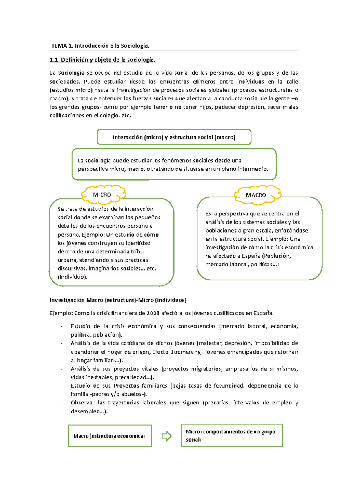 TEMA 1 sociología - Apuntes 1 - TEMA 1. Introducción a la Sociología. 1 ...