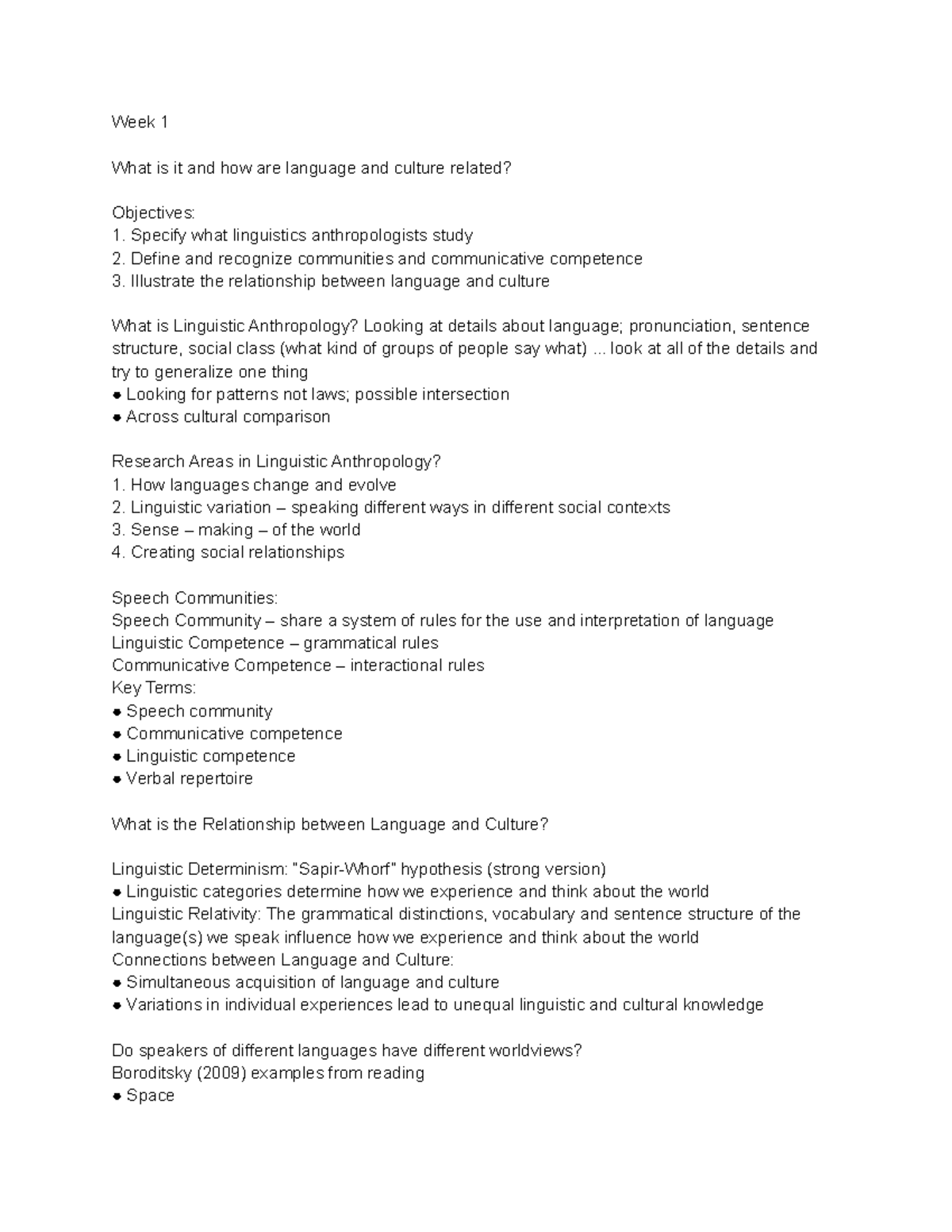 Anthro 1-3 - notes from weeks 1-3 - Week 1 What is it and how are ...