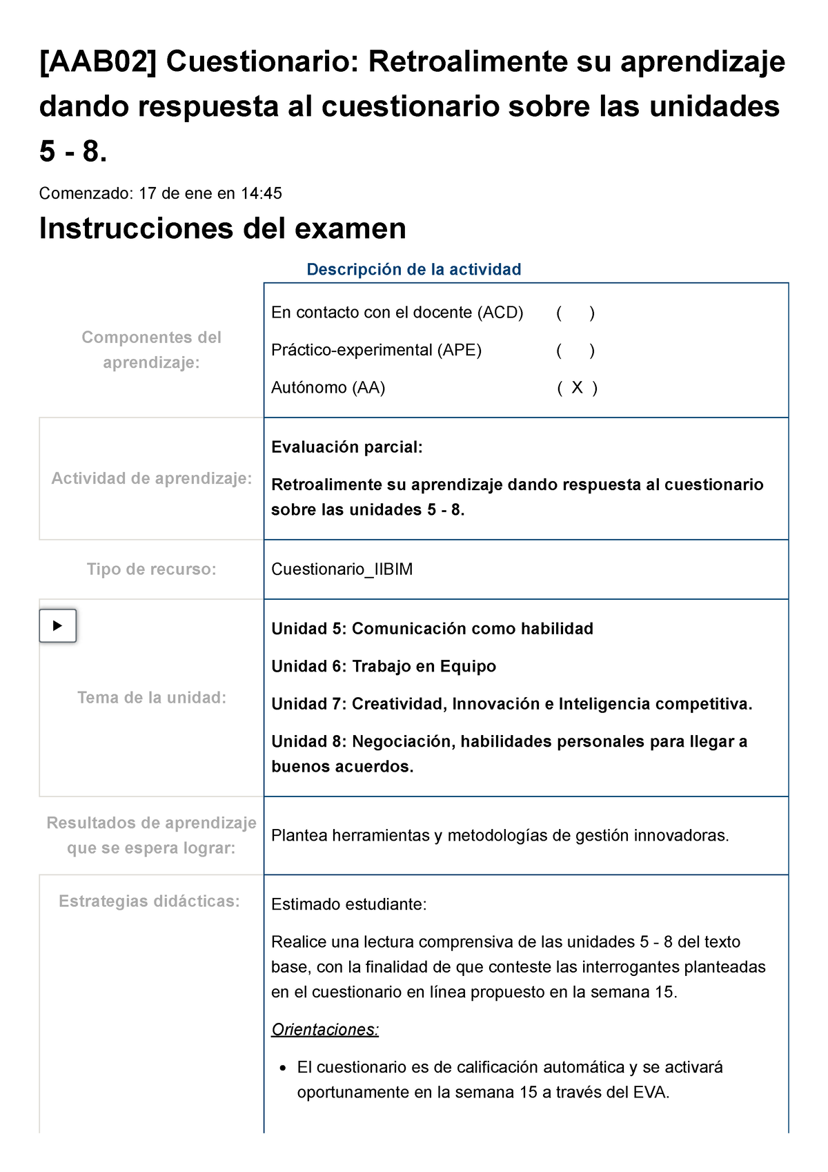 Examen [AAB02] Cuestionario Retroalimente Su Aprendizaje Dando ...