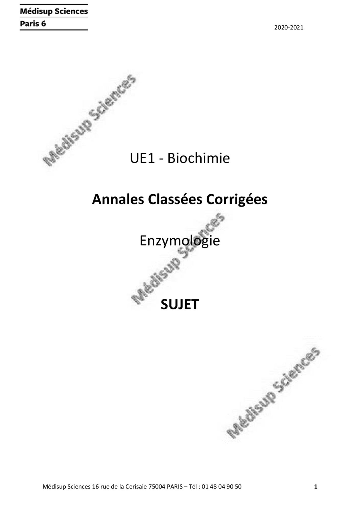 Enzymologie - Biochimie - Studocu