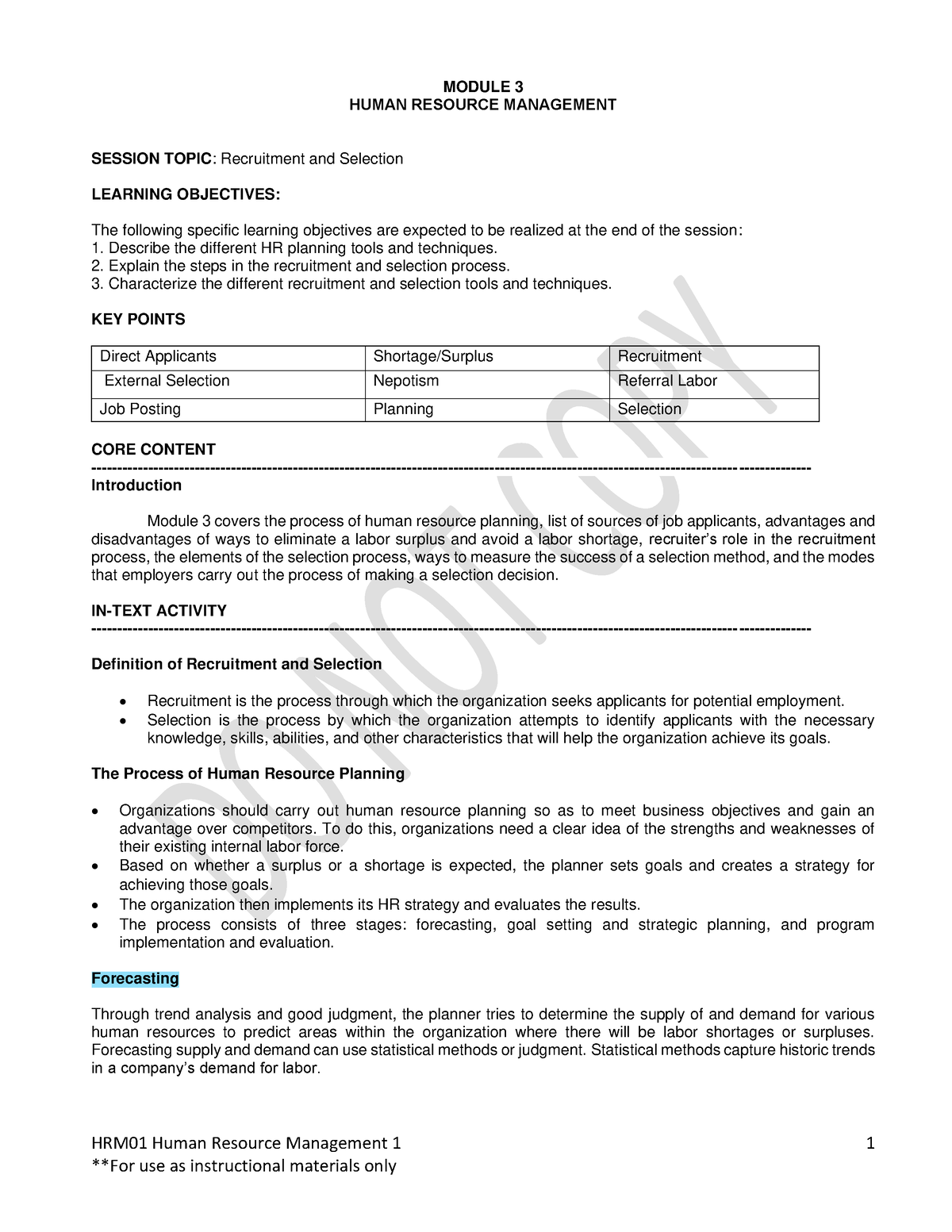 Module 3 - Powerpoint - HRM01 Human Resource Management 1 1 MODULE 3 ...