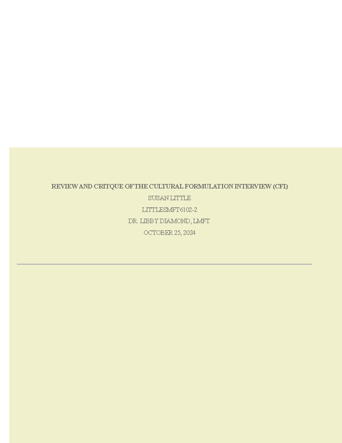 Little SMFT 6102-2 - Coursework - REVIEW AND CRITQUE OF THE CULTURAL ...