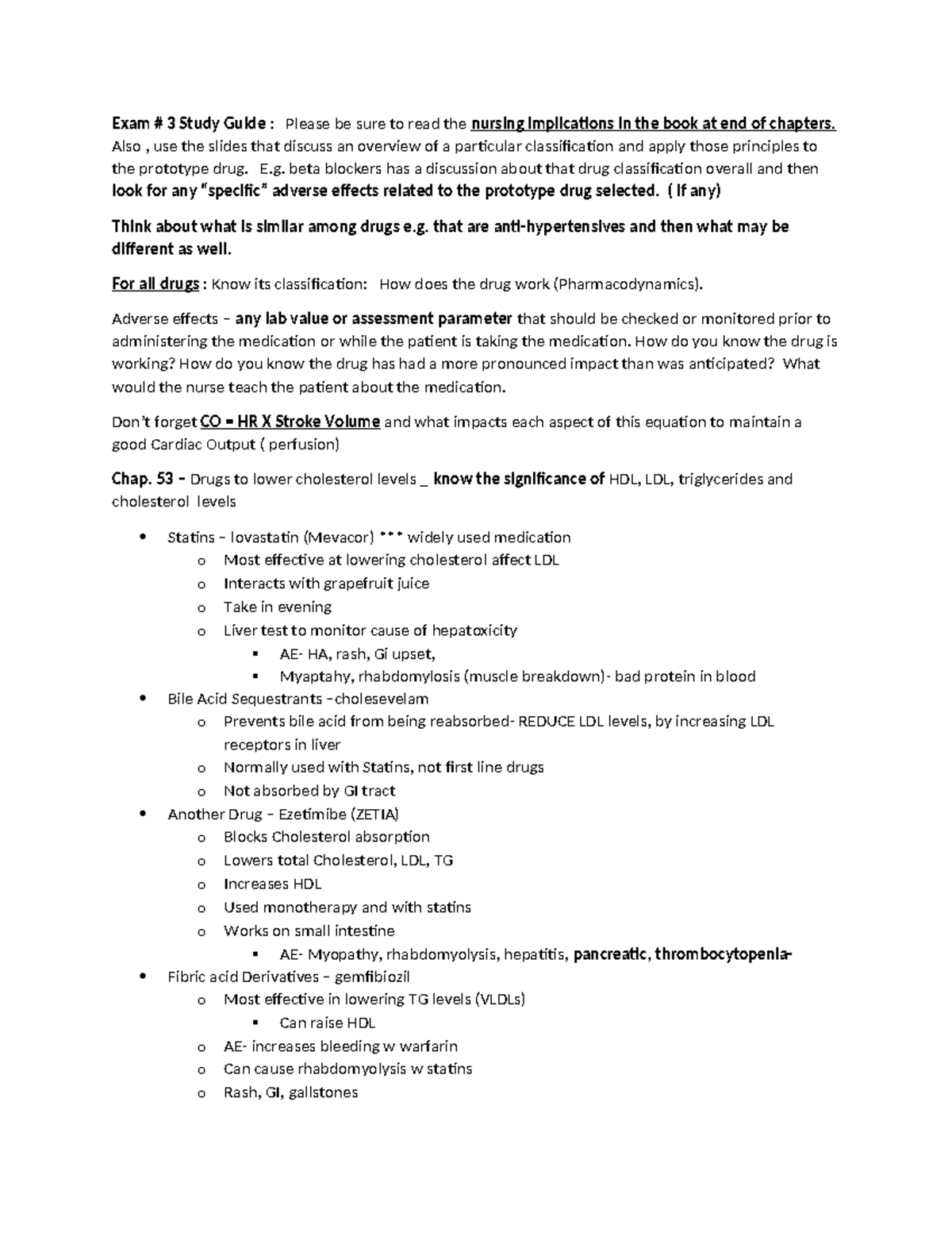 Exam 3 Study guide-2024 - Exam # 3 Study Guide : Please be sure to read ...