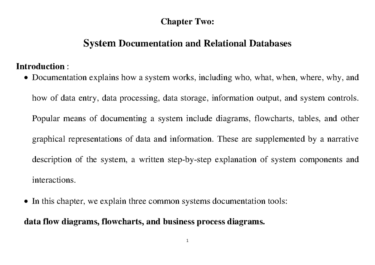 Ch 2 lec5 - AIS L5 - Chapter Two: System Documentation and Relational ...
