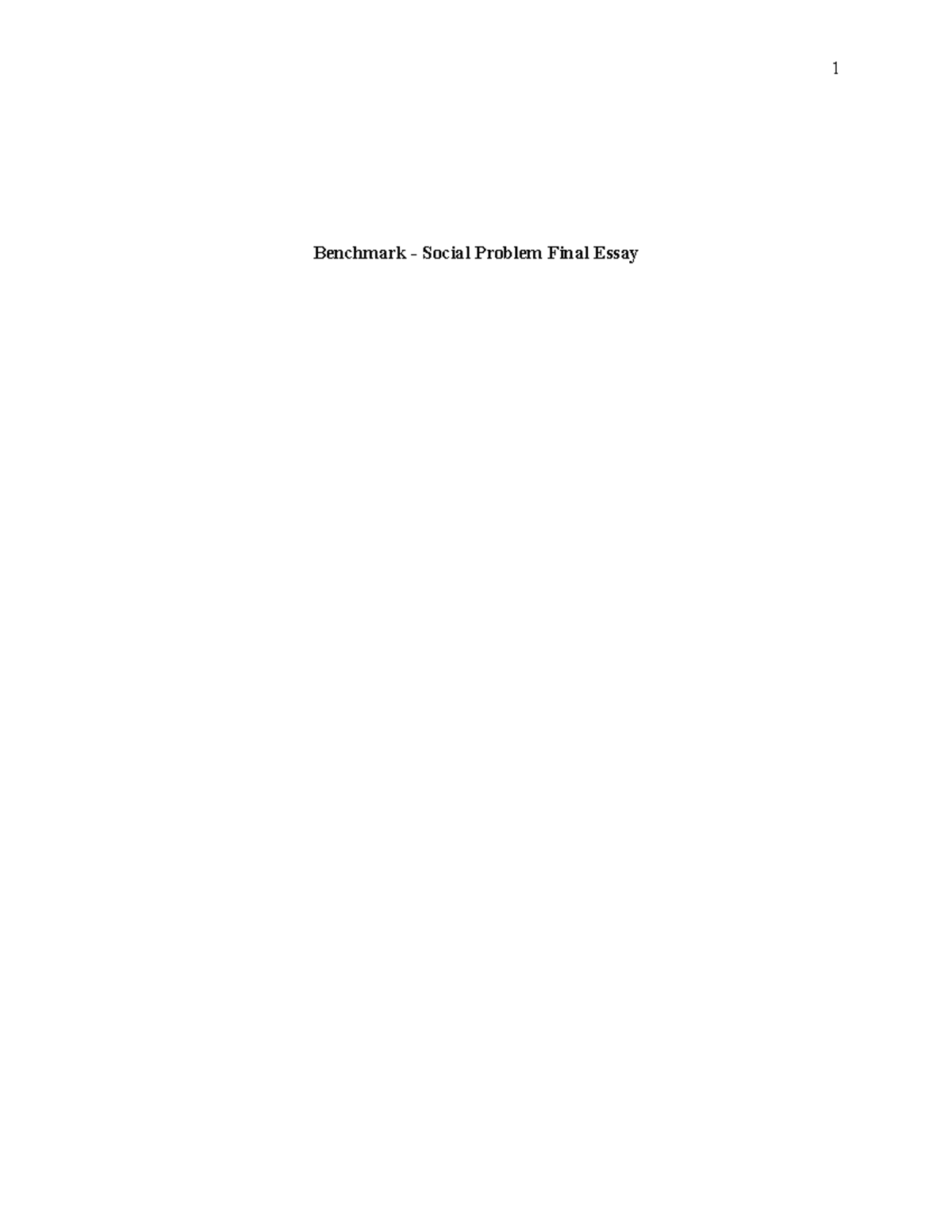 benchmark social problem final essay