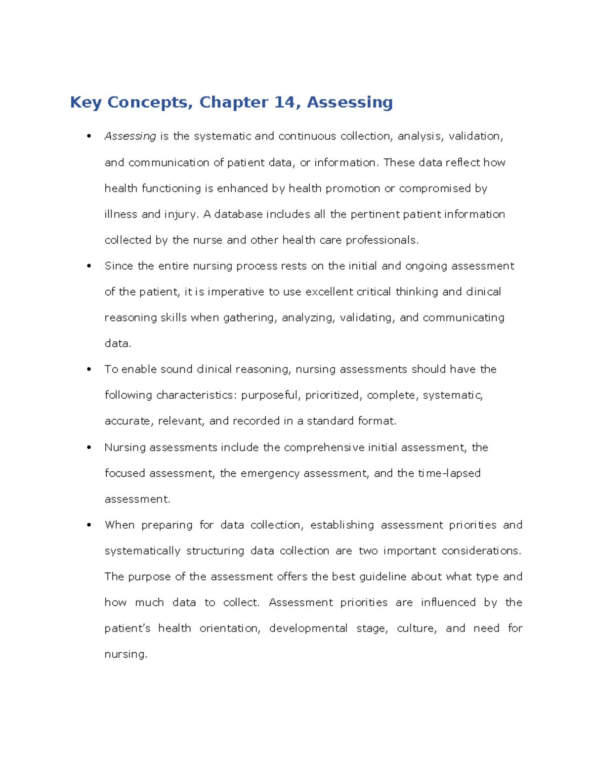 Fundamentals Of Nursing Chapter 14 - Key Concepts, Chapter 14 ...