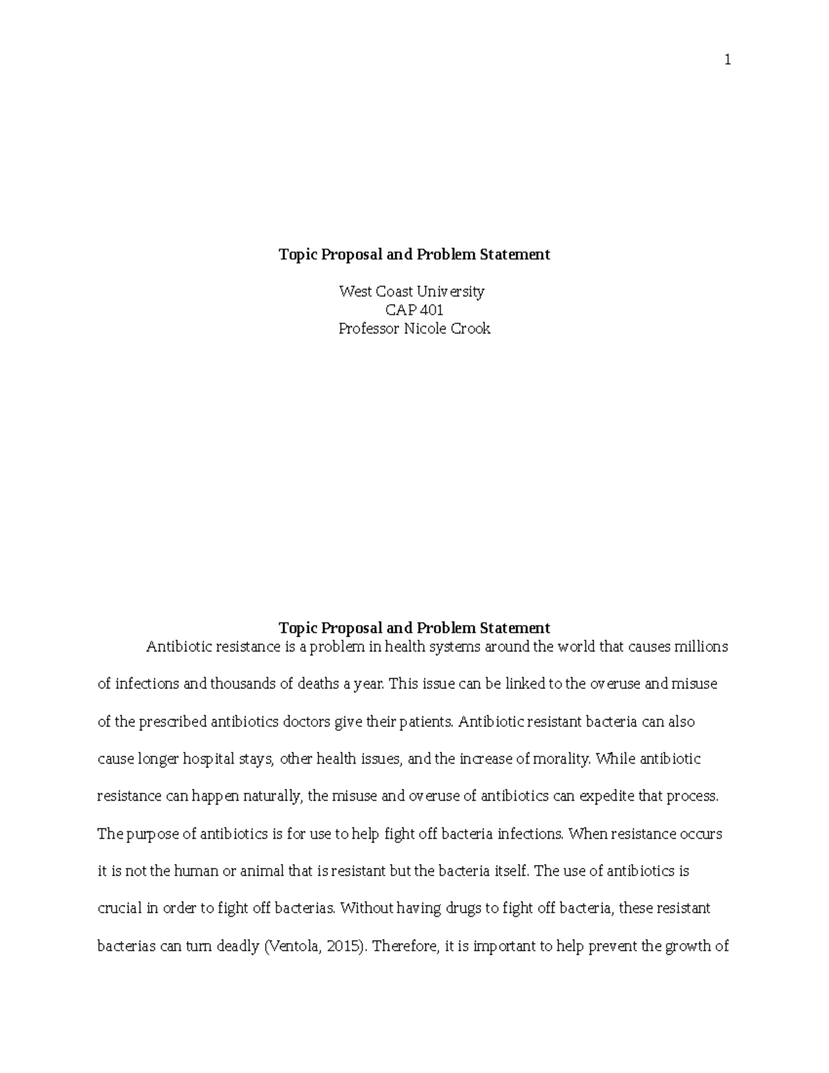 week 1 assignment topic proposal and problem statement paper