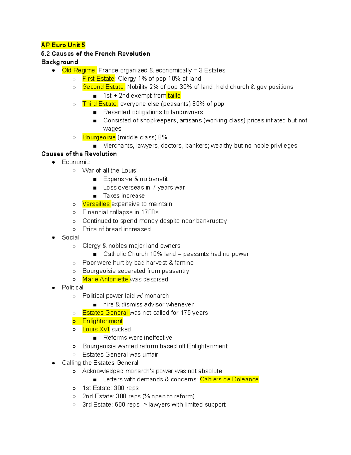 AP Euro Unit 5 Chapter 5 Lesson Notes Ap Euro AP Euro Unit 5 5 
