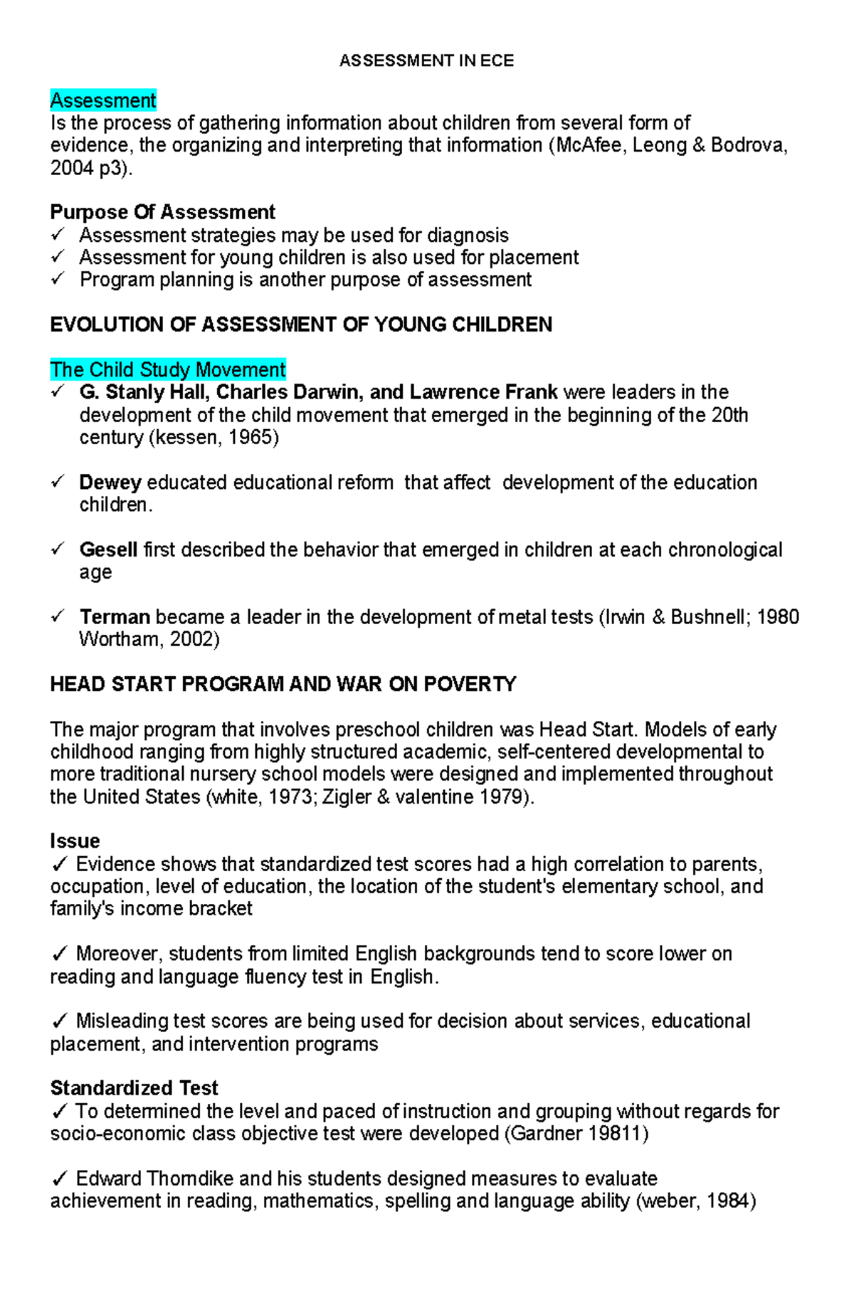 Assessment IN ECE - none - ASSESSMENT IN ECE Assessment Is the process ...