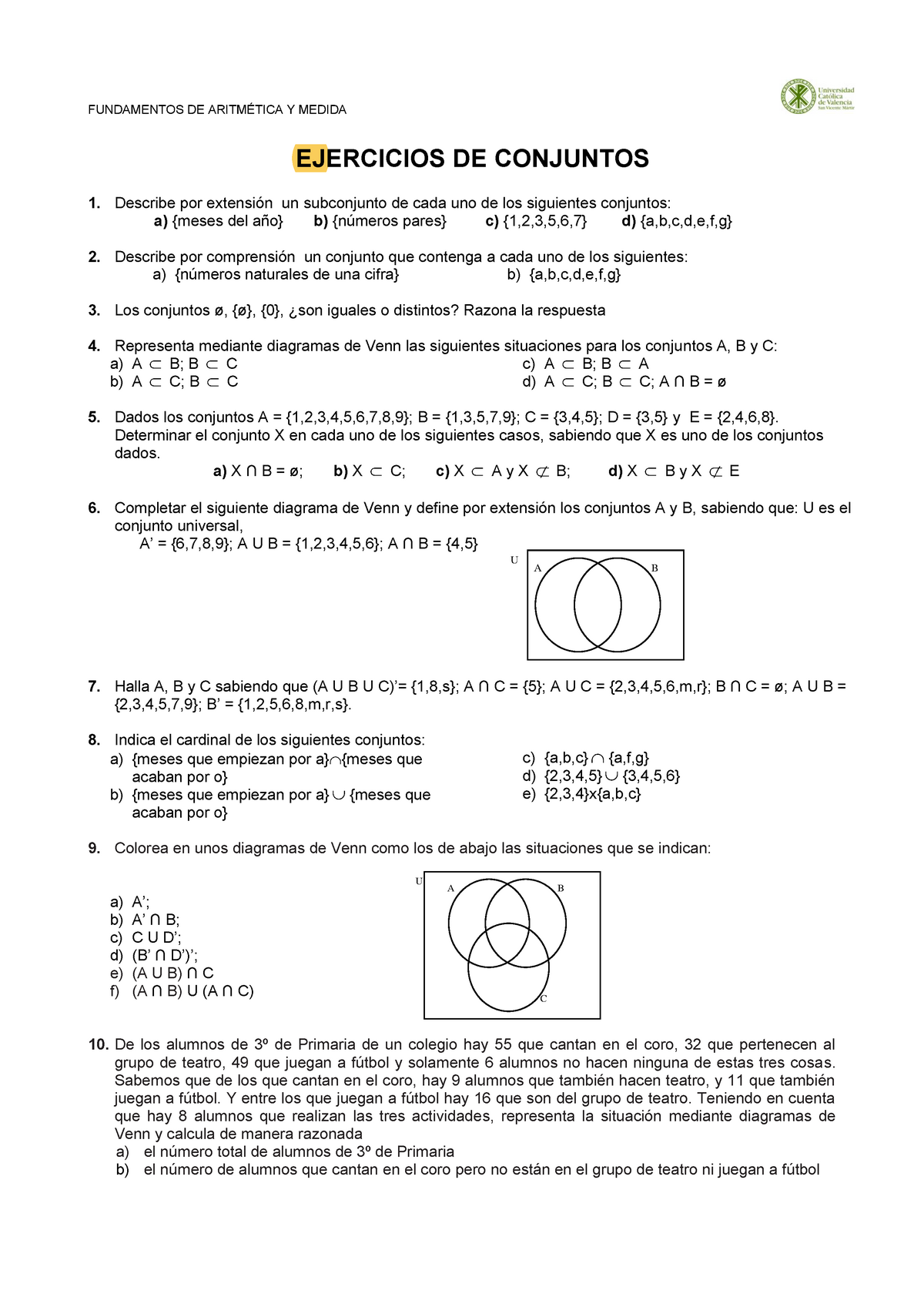 Tema 1 Conjuntos 2021 Ejercicios Copia - FUNDAMENTOS DE ARITMÉTICA Y ...