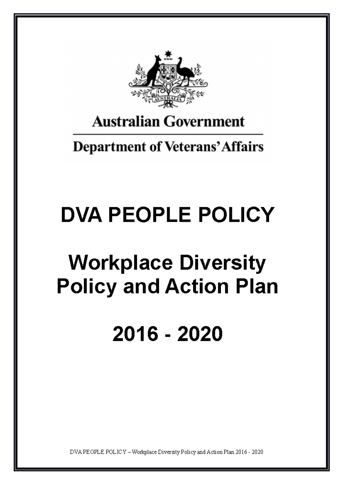 Workplace Diversity - DVA PEOPLE POLICY Workplace Diversity Policy and ...