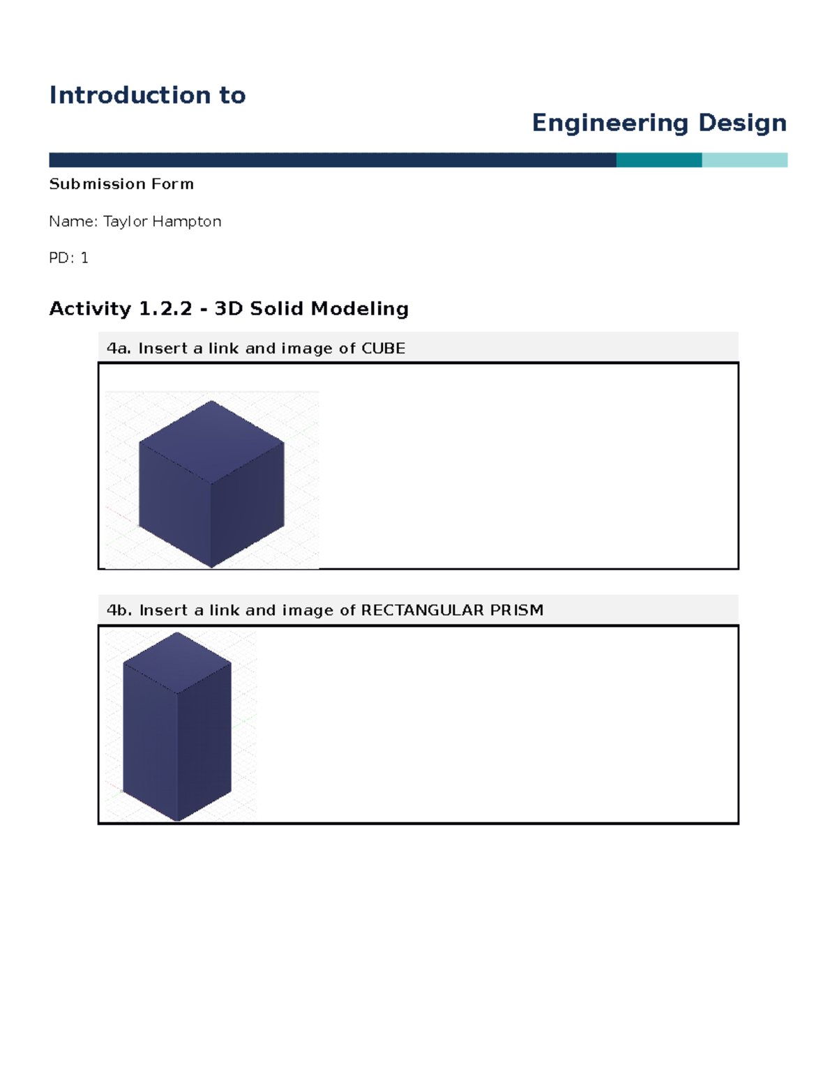 IED Submission Form Activity 1 - Introduction to Engineering Design ...