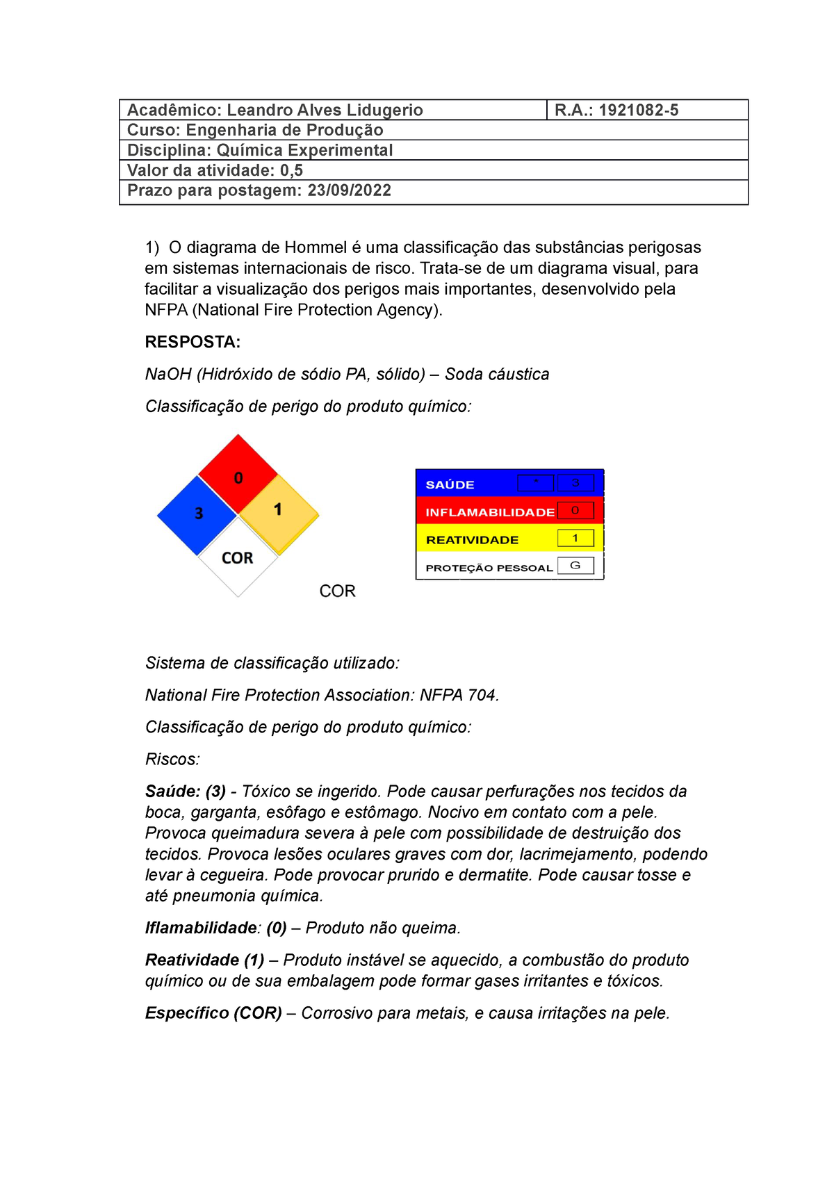 atividade 1 quimica experimental