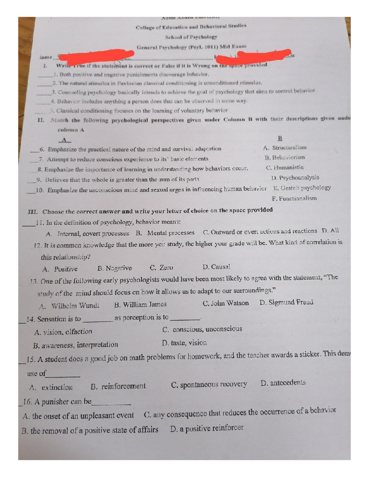 Psych mid General Psychology Studocu