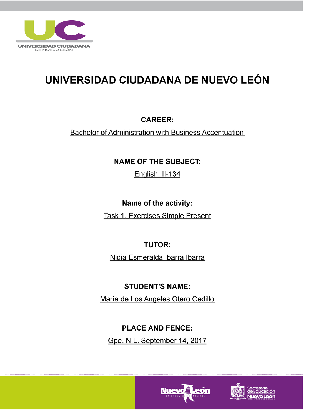 Exercises Simples Present - UNIVERSIDAD CIUDADANA DE NUEVO LEÓN CAREER ...