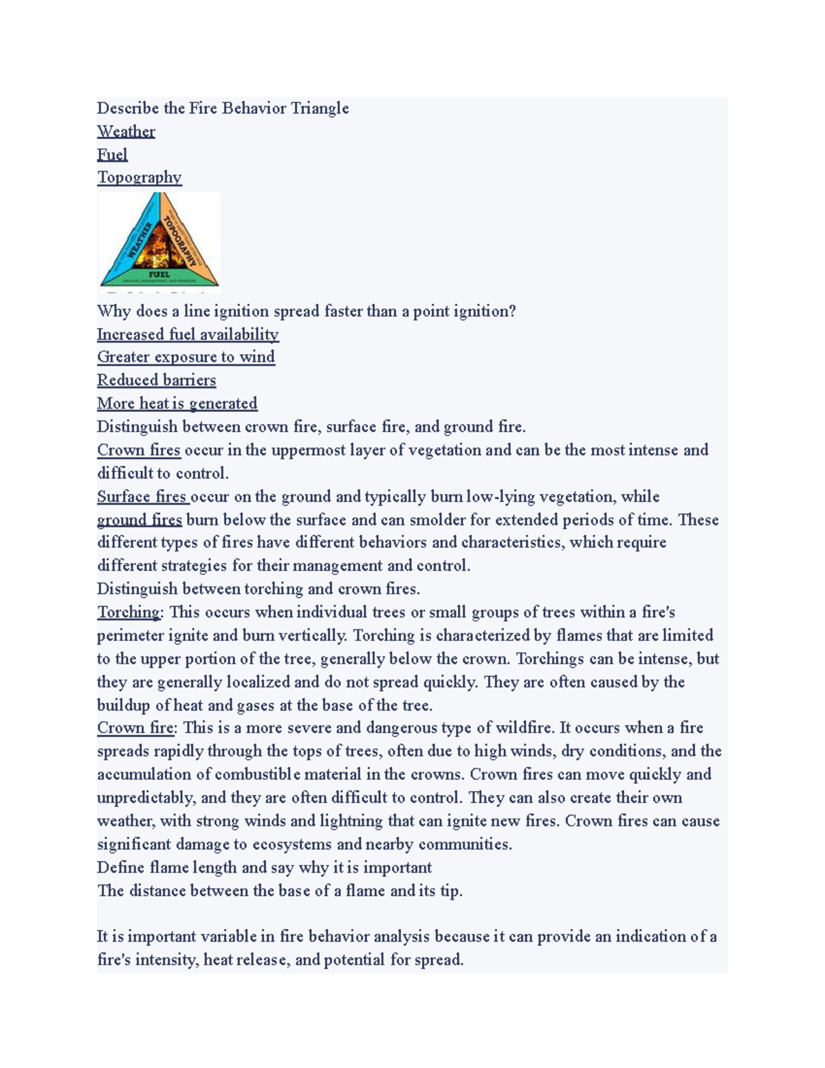 Fire 1 - practice materials - Describe the Fire Behavior Triangle ...