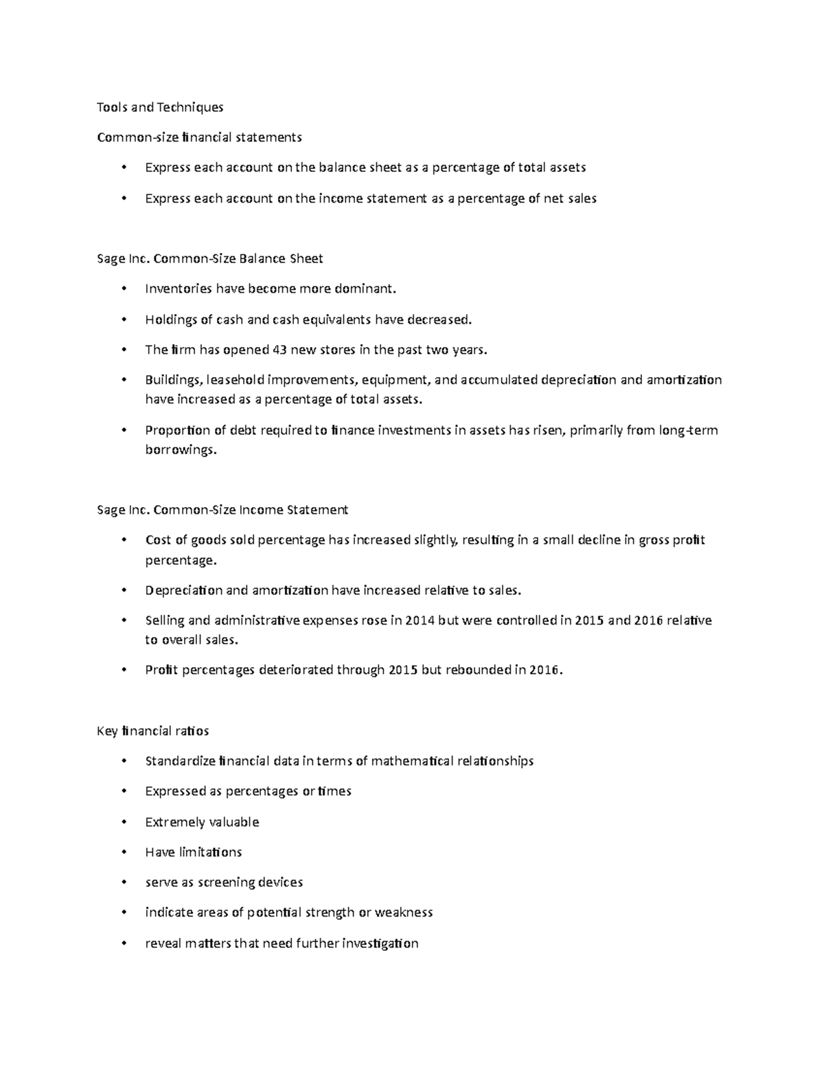 Lecture Notes 5 B - Tools And Techniques Common-size Financial ...