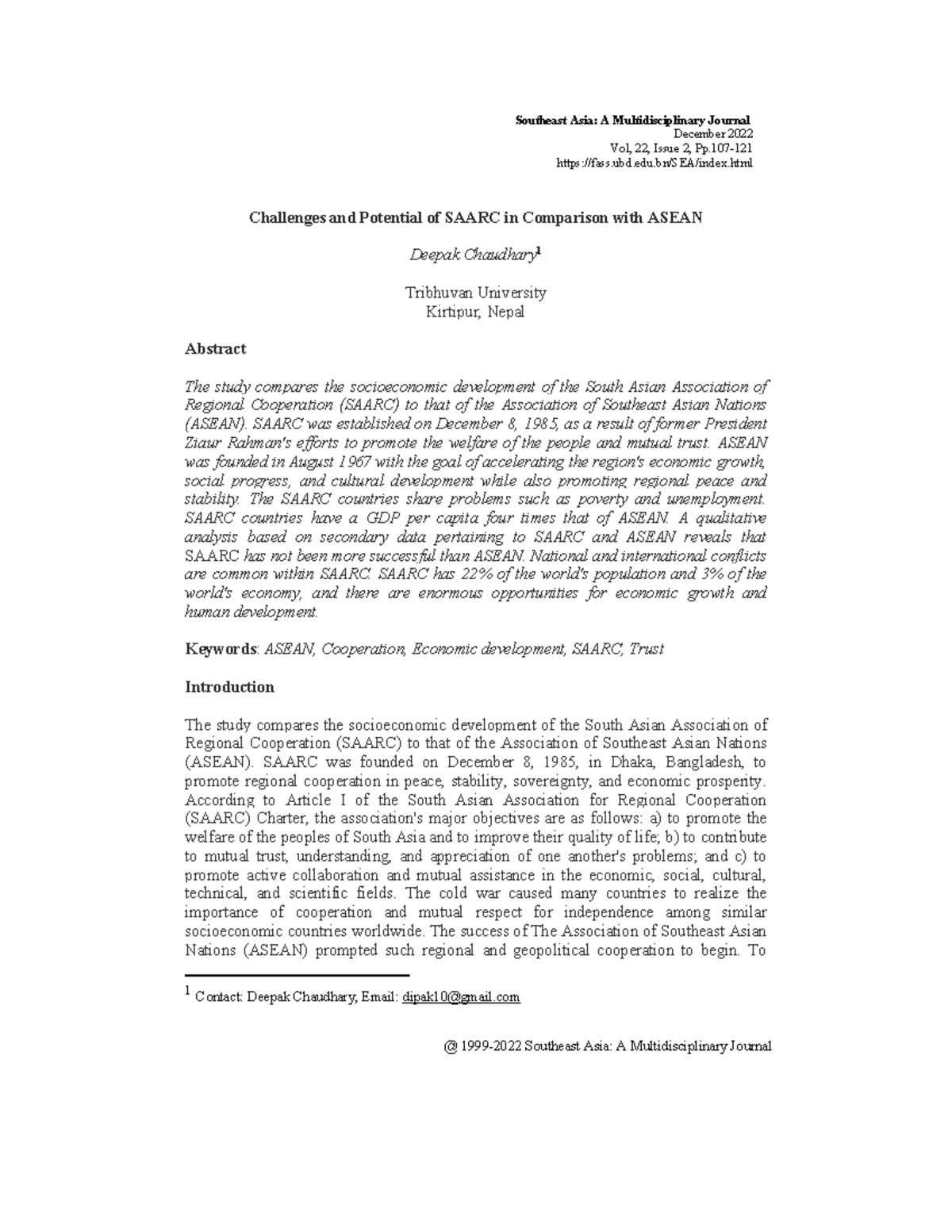 Challenges and Potential of Saarc - Challenges and Potential of SAARC ...