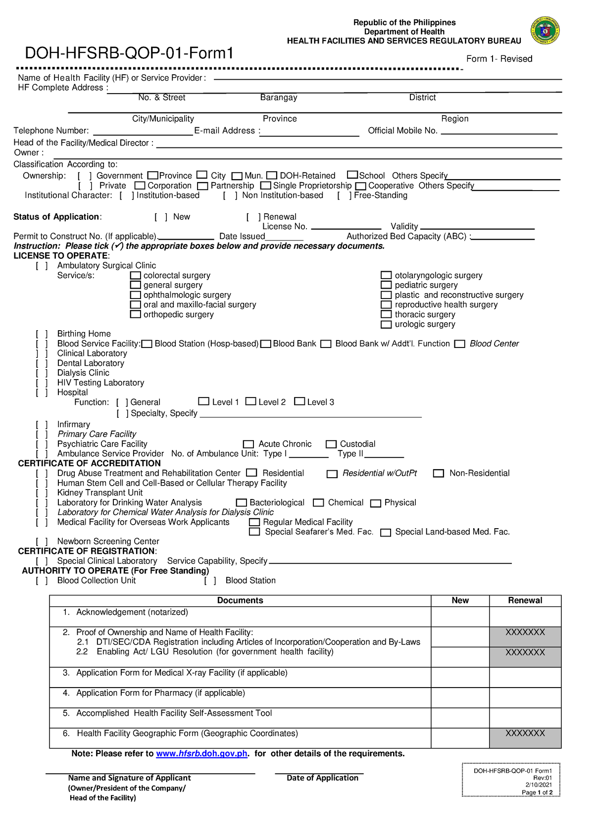 DOH- Hfsrb-QOP01Form1rev1-2102021-7-13-2021 BB - DOH-HFSRB-QOP-01 Form ...