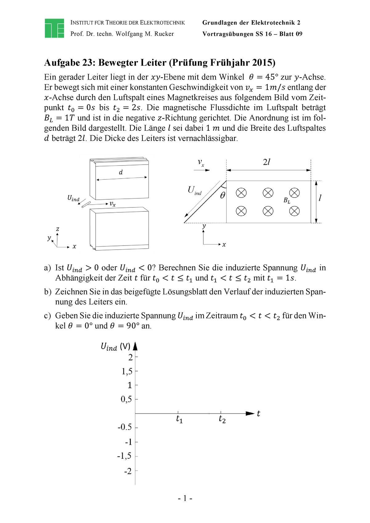 Übungen Grundlagen Der Elektrotechnik 2 Institut FÜr Theorie Der Elektrotechnik Grundlagen Der 2215