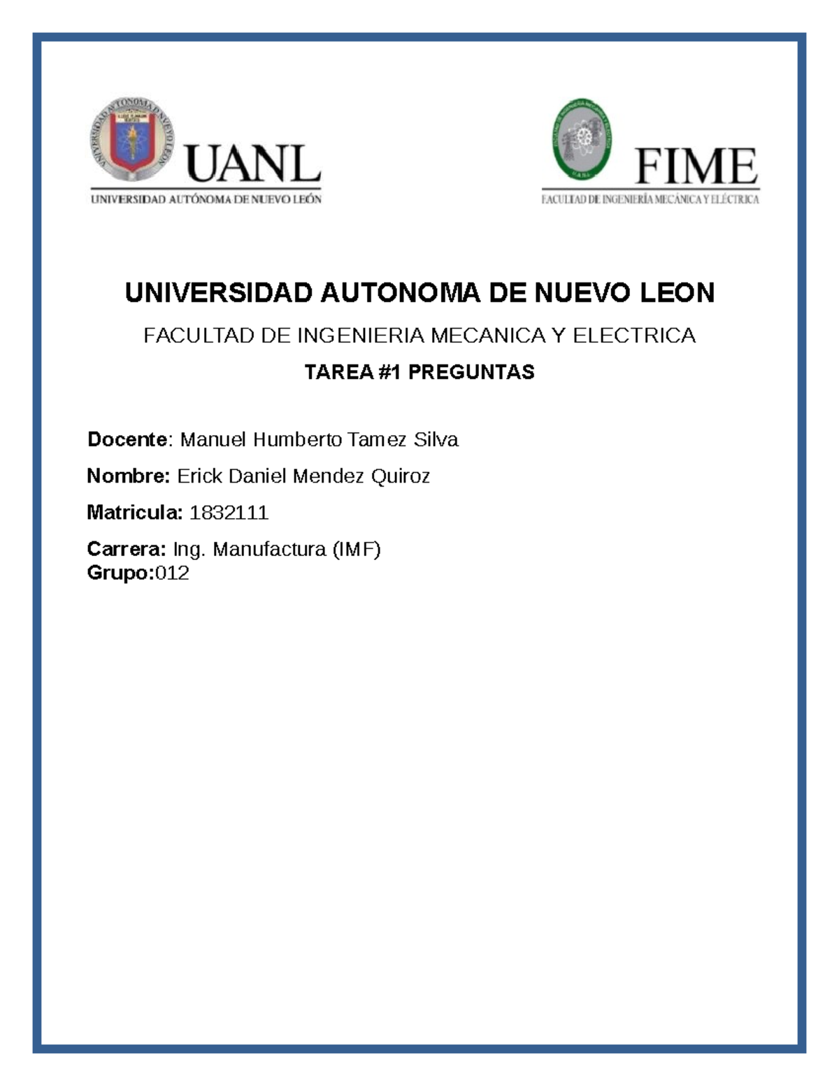 Practica 1 LAB DE Fisica II - UNIVERSIDAD AUTONOMA DE NUEVO LEON ...