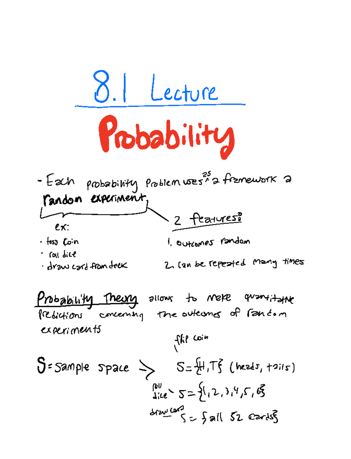 Section 8.1 Lecture- Sample Spaces, Events, And Probability - Sitecture ...