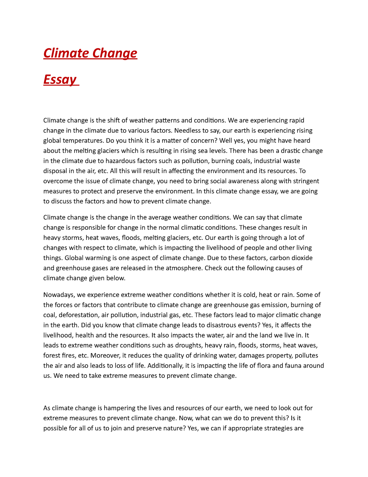 what is change essay
