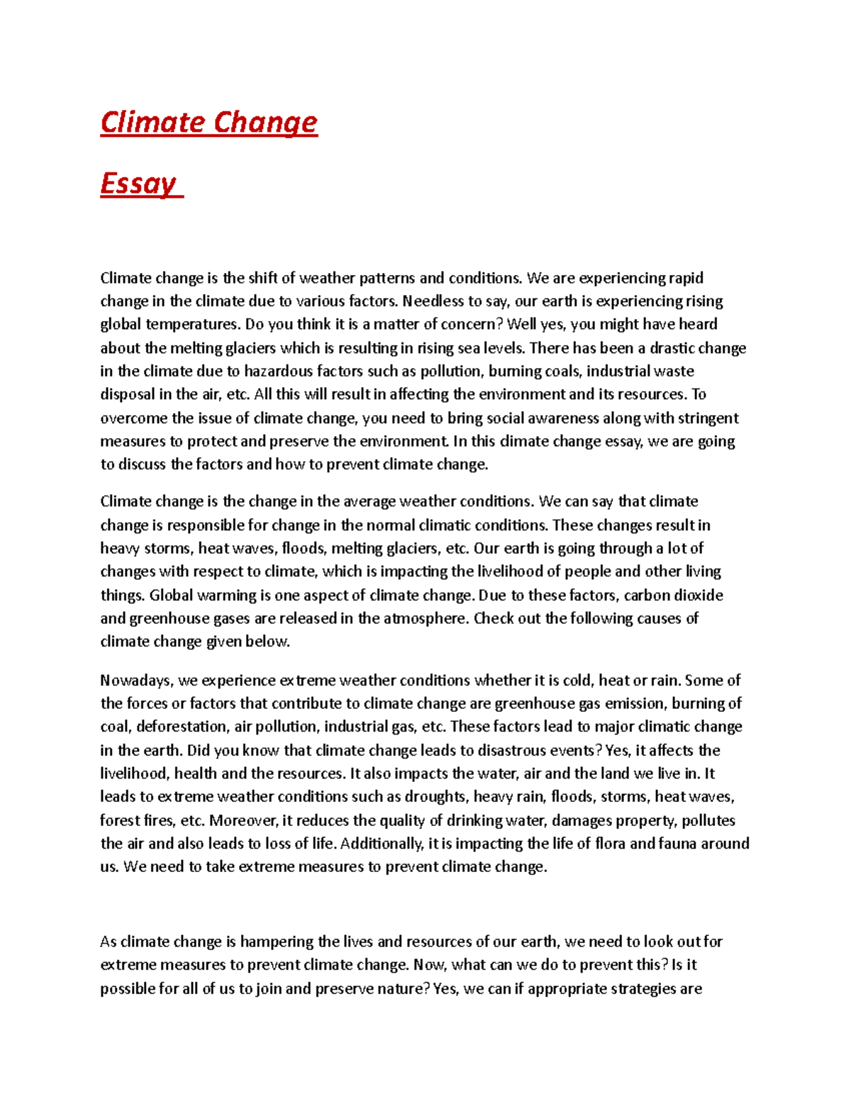 weather and climate dse essay