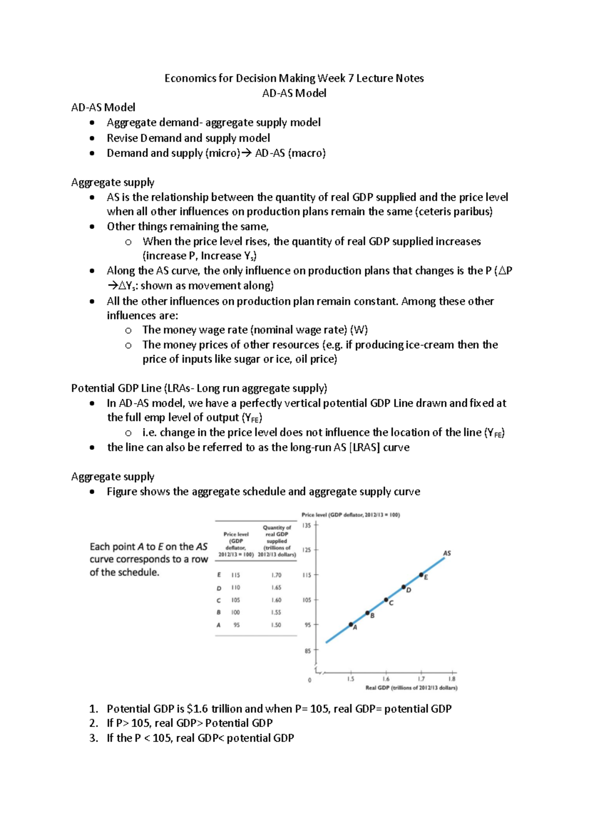 Economics for Decision Making Weeks 7-11 Lecture Notes - Among these ...