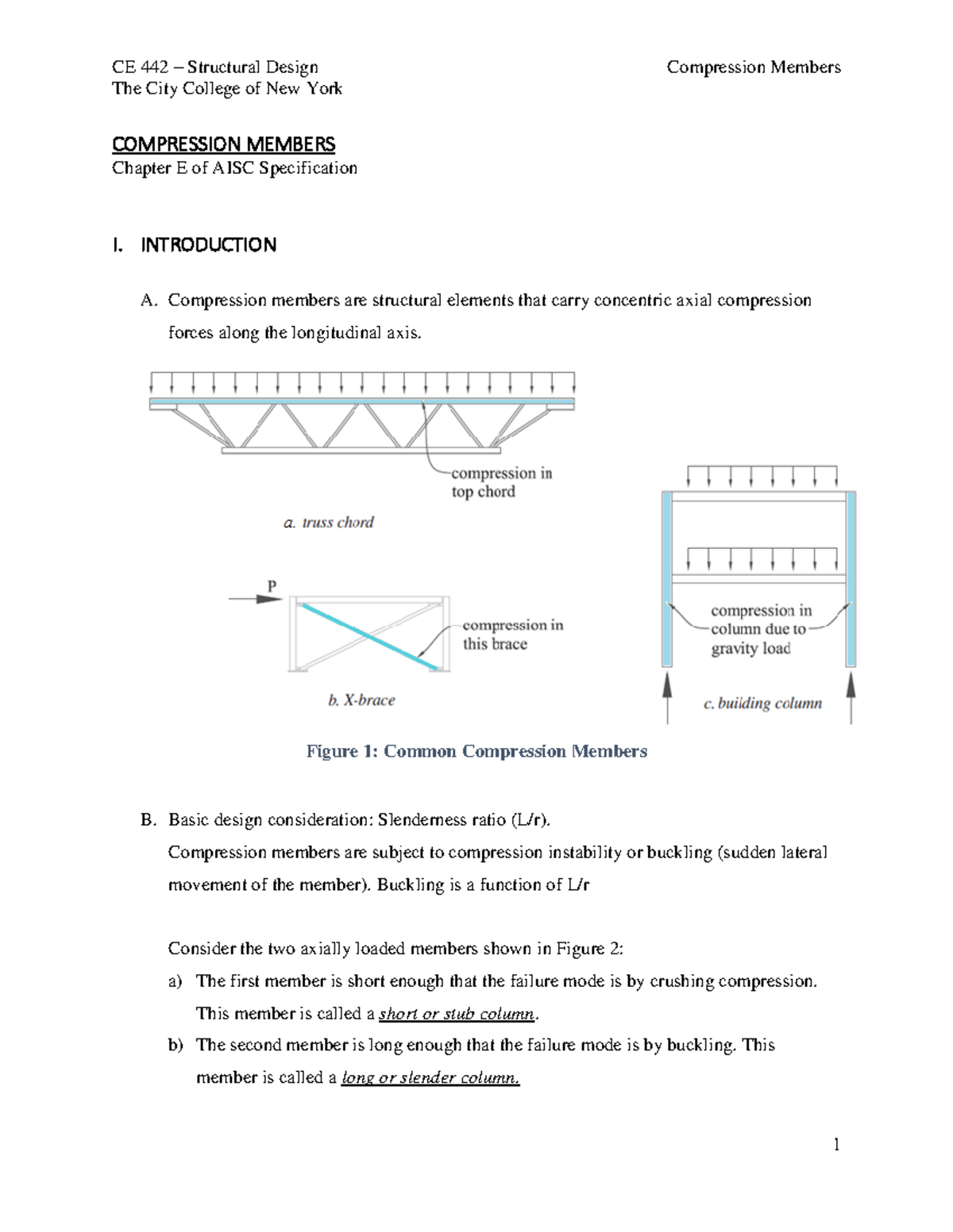 Topic 3 Compression Members F20 - The City College of New York ...