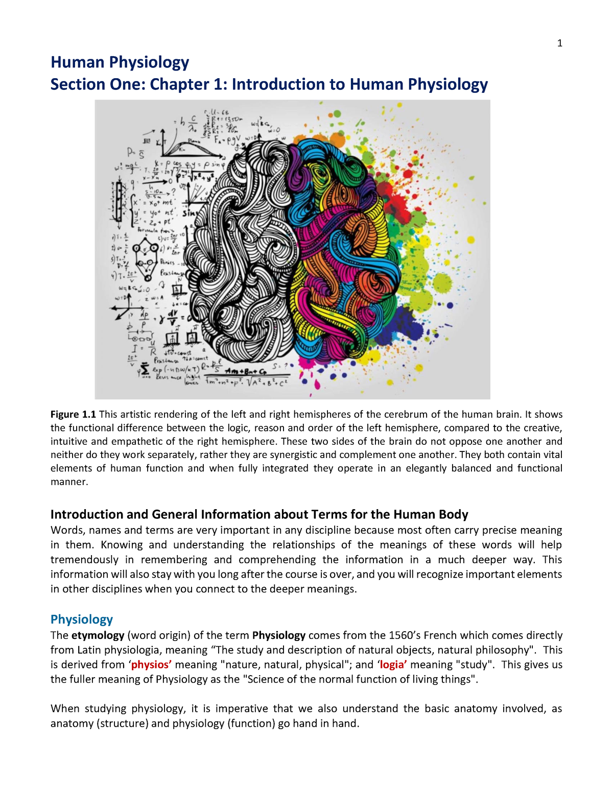 Physiol text ch 1 - Human Physiology Section One: Chapter 1 ...