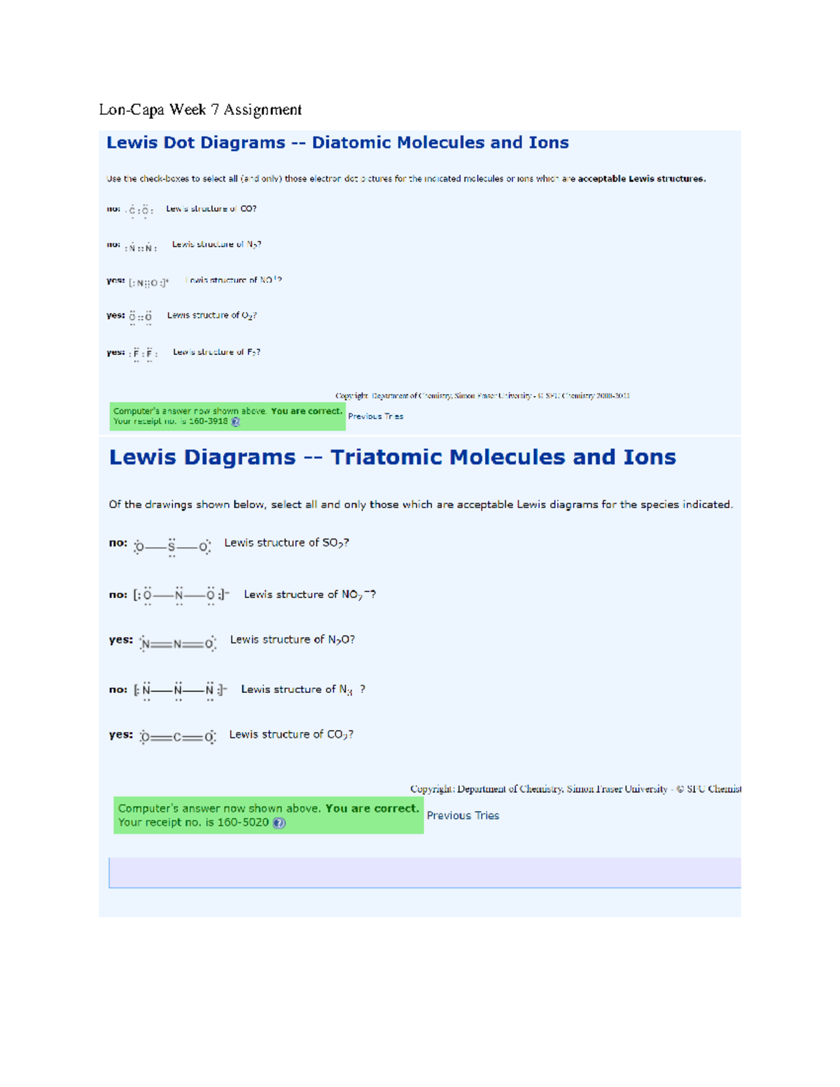 Chem 120 Assignment 7 - CHEM 120 - Lon-Capa Week 7 Assignment - Studocu