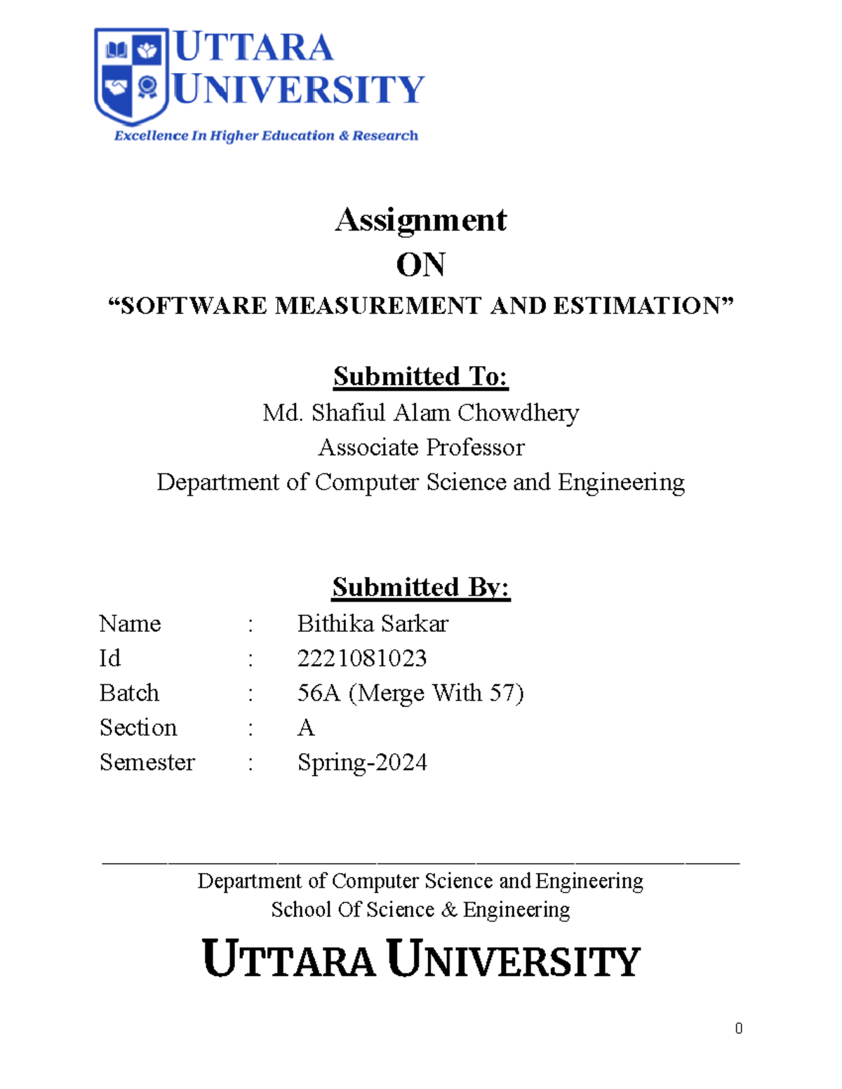 Software Engineering - Assignment ON “SOFTWARE MEASUREMENT AND ...