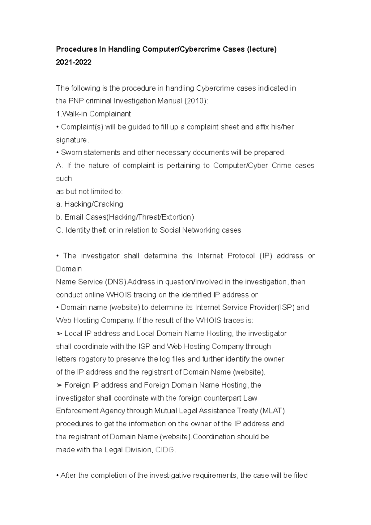 Procedures In Handling Computer - Procedures In Handling Computer ...