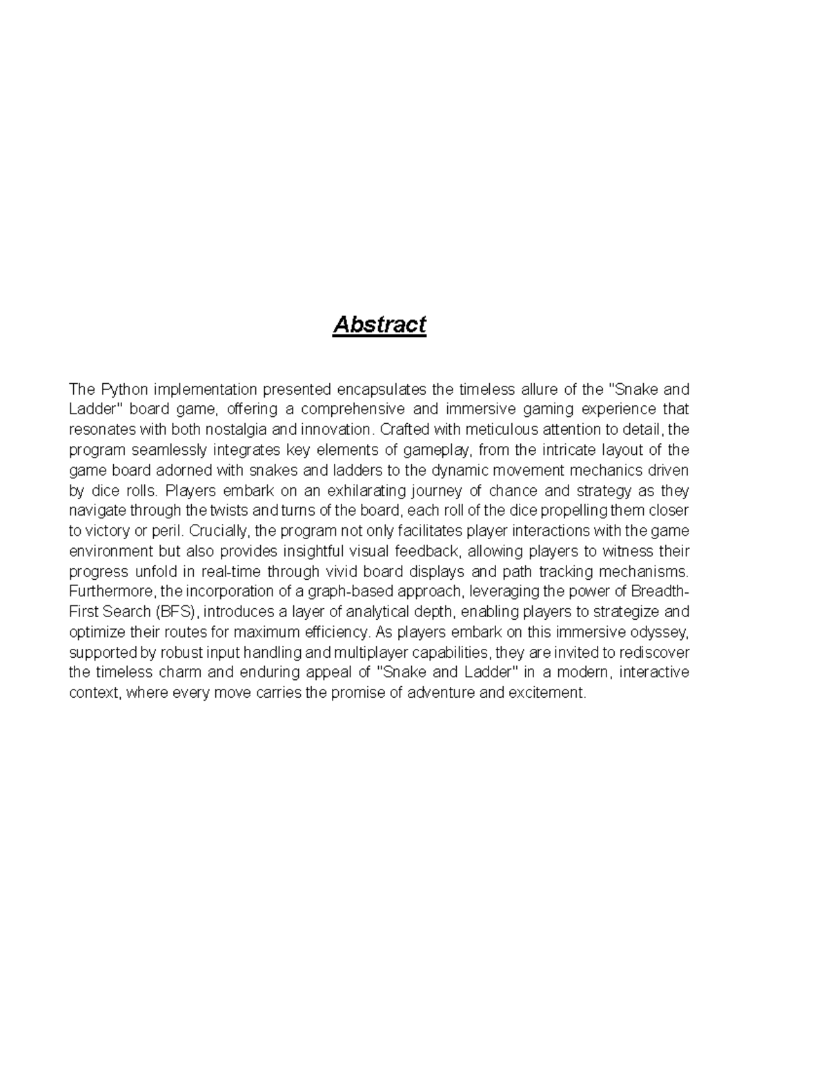 Snake and ladder using python - Abstract The Python implementation ...
