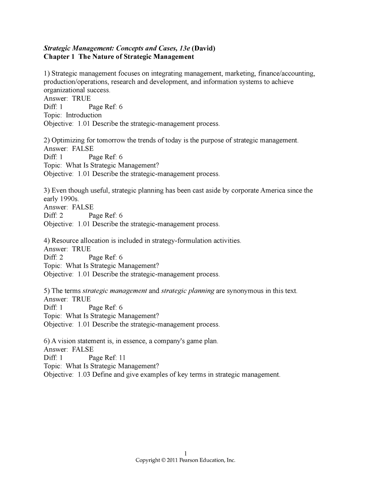 Stratigic Testbank - Test Bank - Strategic Management: Concepts And ...