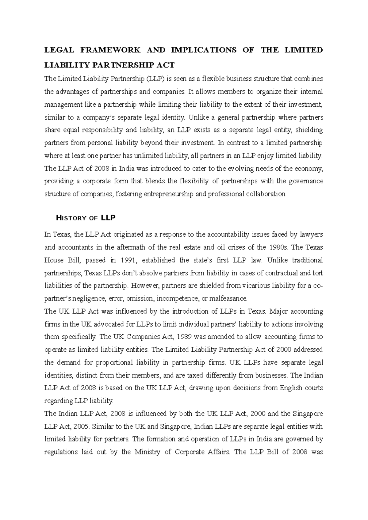 7LLP - limited liablity partnership - LEGAL FRAMEWORK AND IMPLICATIONS ...