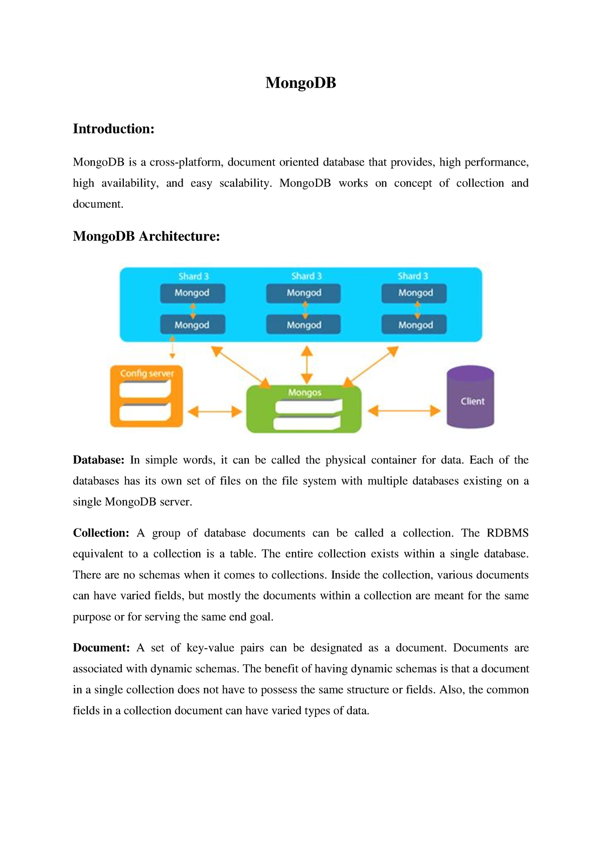 Mongo DB - MongoDB Introduction: MongoDB Is A Cross-platform, Document ...